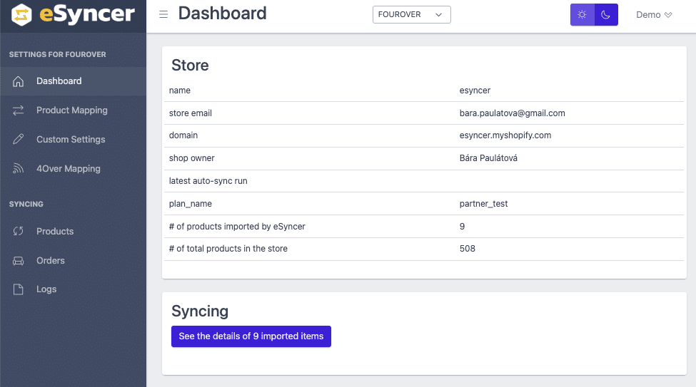 eSyncer Dashboard