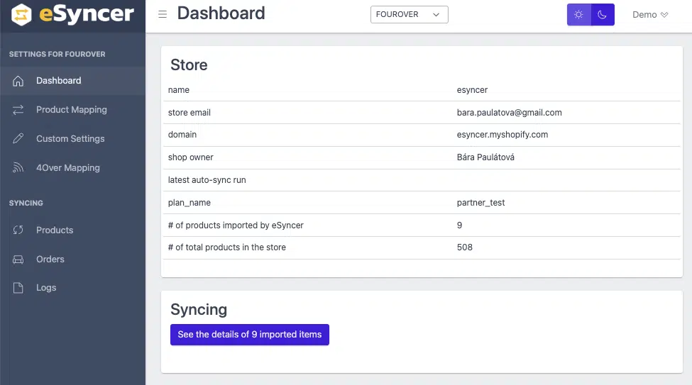 eSyncer Dashboard