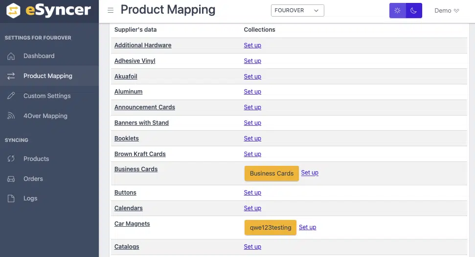eSyncer Product mapping tool